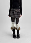 Camren Wool Check Belt Miniskirt
