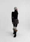 Camren Wool Check Belt Miniskirt