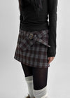 Camren Wool Check Belt Miniskirt