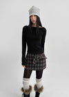 Camren Wool Check Belt Miniskirt