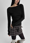 Camren Wool Check Belt Miniskirt