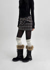 Camren Wool Check Belt Miniskirt