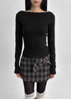 Camren Wool Check Belt Miniskirt