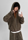 [MADE] Belar Brushed Fleece Loose Fit Hood Zip-up