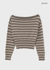 [MADE] Sanchori Angora Off-shoulder Striped Knit