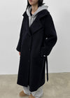 Huden Handmade Double Belt Long Coat (70% Wool)