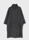Huden Handmade Double Belt Long Coat (70% Wool)