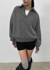 Keroro Angora Open Collar Knit (40% Wool)