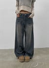 After-wash Wide Denim Pants