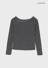 Hairt Stripe Knit Off-shoulder