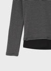 Chuban Layered Striped Henley Neck Fleece Hoodie