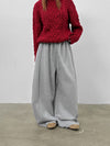 Degol Cutout Slit Wide Fleece Banding Pants