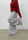 Degol Cutout Slit Wide Fleece Banding Pants