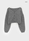 Rapten Crop Loose Fit Wool Knit Cardigan