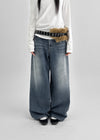Rockin Washed Fleece Wide Denim Pants