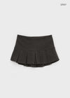 Kurop Wool Pleated Mini Skirt Pants