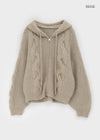 Muinet Overfit Twisted Wool Knit Hooded Zip-up