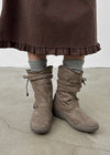 Lopart Buckle Suede Mid-fur Boots