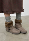 Lopart Buckle Suede Mid-fur Boots