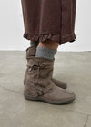 Lopart Buckle Suede Mid-fur Boots