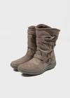 Lopart Buckle Suede Mid-fur Boots