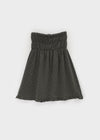 Marde Shirring Frill Dot Midi Skirt