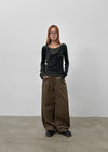 Fureni Brushed Fleece Seam Balloon Pants