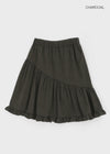 Roane Shirring Frill Midi Skirt