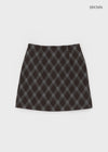 Ruran Check Wool Mini Skirt