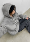 Ritan Double-Sided Fleece Lettering Embroidered Hoodie