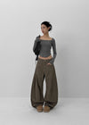 (UNISEX) Lintus Cotton Wide Balloon Pants