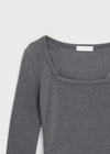 Podumb Rounding Square Neck Long Sleeve T-shirt