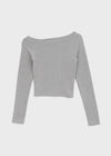 Two-collar Henley Neck Off-shoulder Long-sleeved T-shirt
