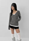 Depth V-neck Slim Hooded Knit