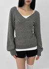 Depth V-neck Slim Hooded Knit