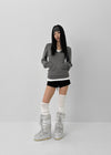 Depth V-neck Slim Hooded Knit