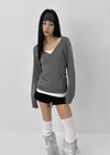Depth V-neck Slim Hooded Knit