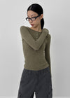 Sislin Henley Neck Ribbed Wool Long Sleeve Tee