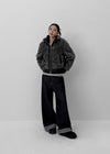 Clean Raw Fabric Fleece Wide Denim Pants