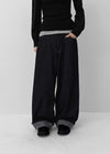 Clean Raw Fabric Fleece Wide Denim Pants