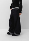 Clean Raw Fabric Fleece Wide Denim Pants