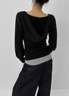 Depth V-neck Slim Hooded Knit