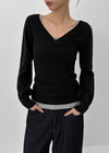 Depth V-neck Slim Hooded Knit