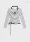 Kepol Layered Strap Off-shoulder Long Sleeve T-shirt