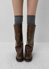 Nining leather buckle long boots
