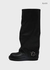 Nining leather buckle long boots