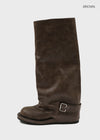 Nining leather buckle long boots