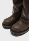 Nining leather buckle long boots