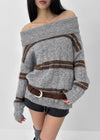 Milledit Off-shoulder Wool Knit (belt Set)