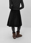 Knee-neck Wool Pleated Midi Skirt